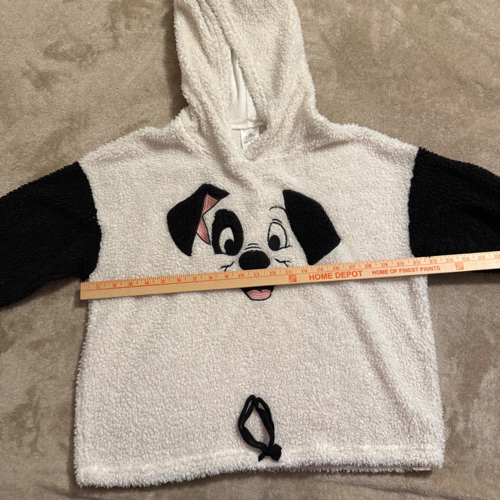 Disney Parks 101 Dalmatians Sherpa Fleece Hoodie White Black Medium - Picture 4 of 13